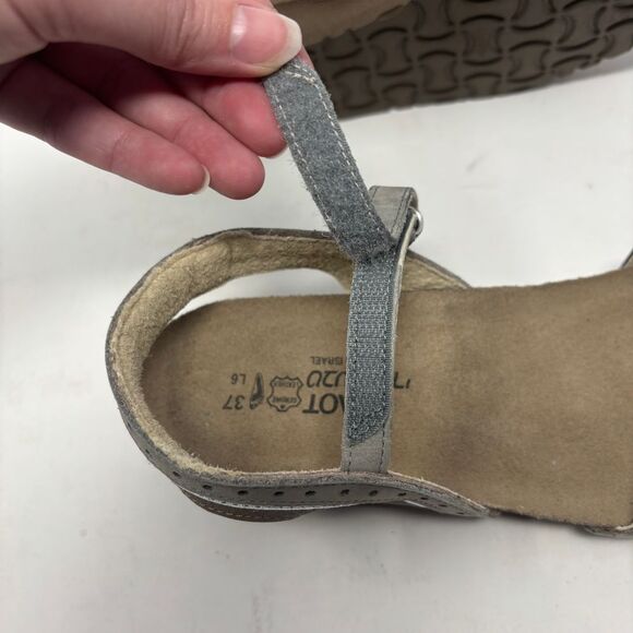 Naot Shoes Womens 37 (US 6) Silver Beverly Leather Hook and Loop Comfort Sandals - Picture 9 of 9